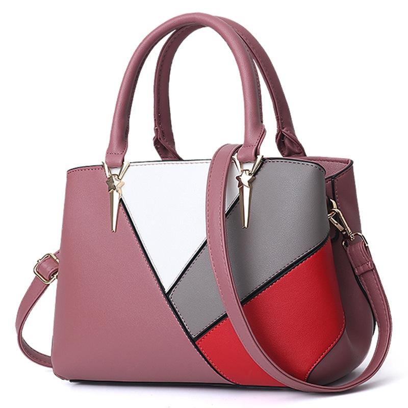 Colourblock Ladies Handbag - Pu Material - Dark Gray