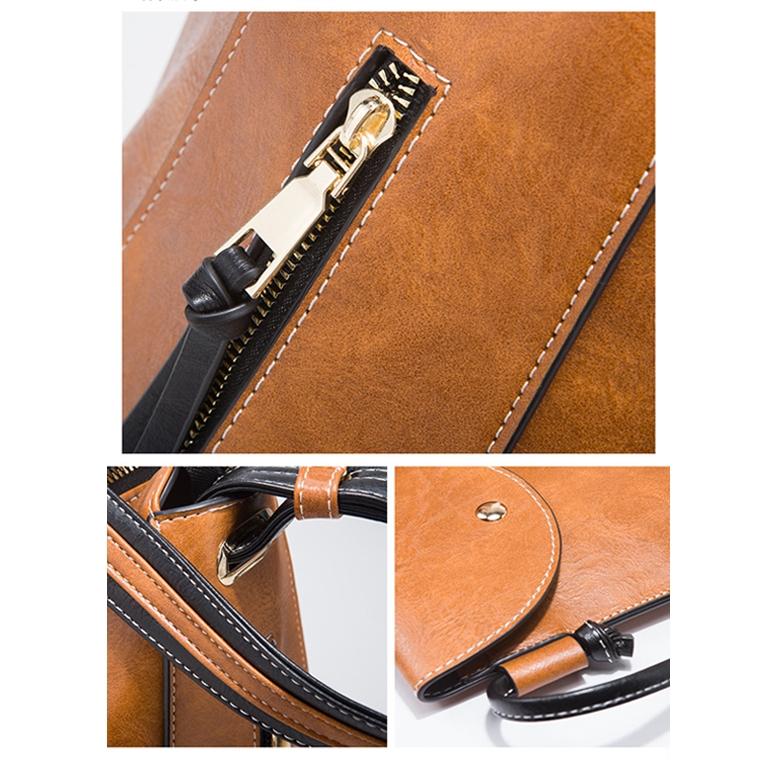 Women's Large Capacity Diagonal Leather Handbags - 4 in 1 Colour Pink