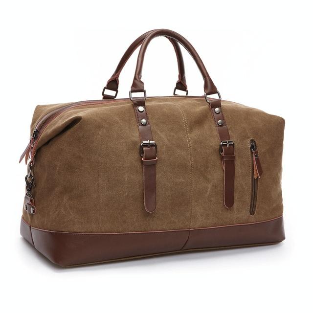 Men's Leather Duffel Bag - Coffee