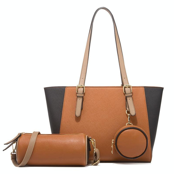 Women's Large Capacity 3-in-1 Fashion Handbag - Brown