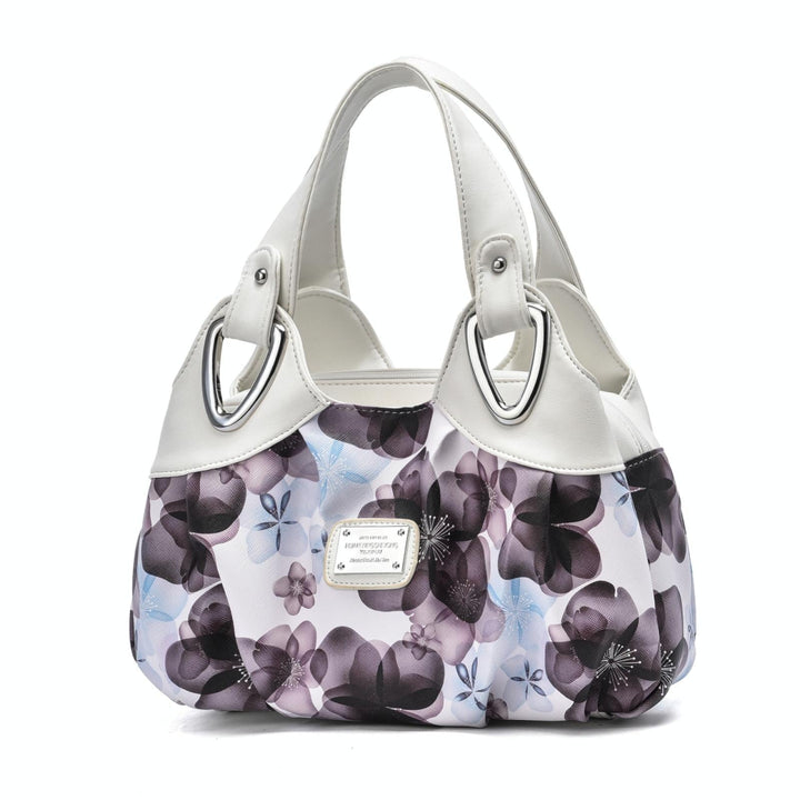 Women's Soft Leather Handbag - Purple Flower