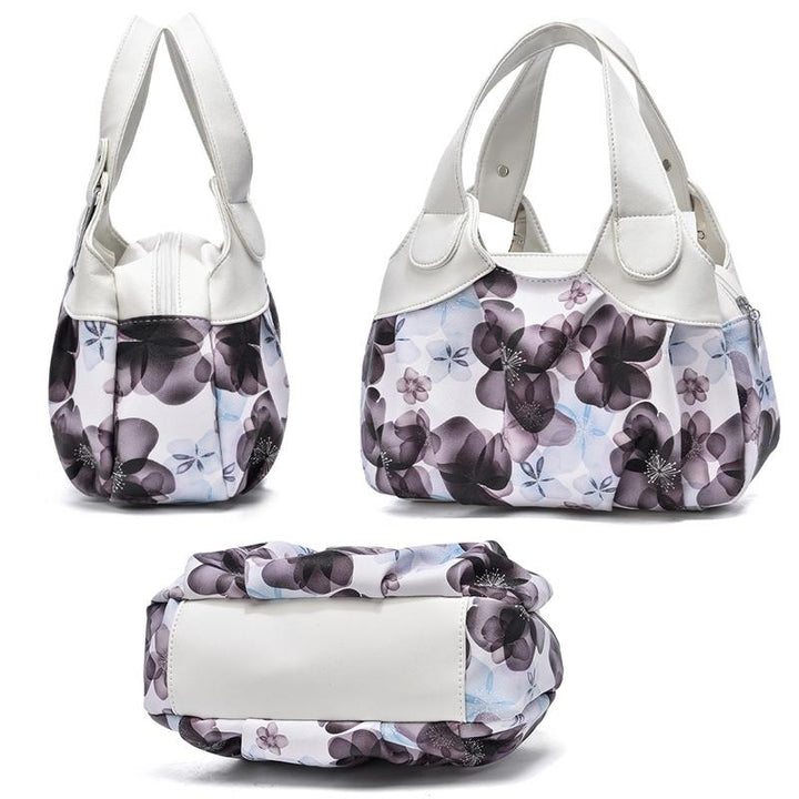 Women's Soft Leather Handbag - Purple Flower