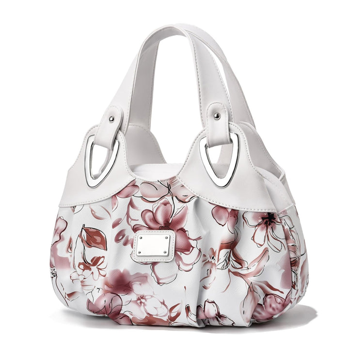 Women's Soft Leather Handbag - Ink Flower