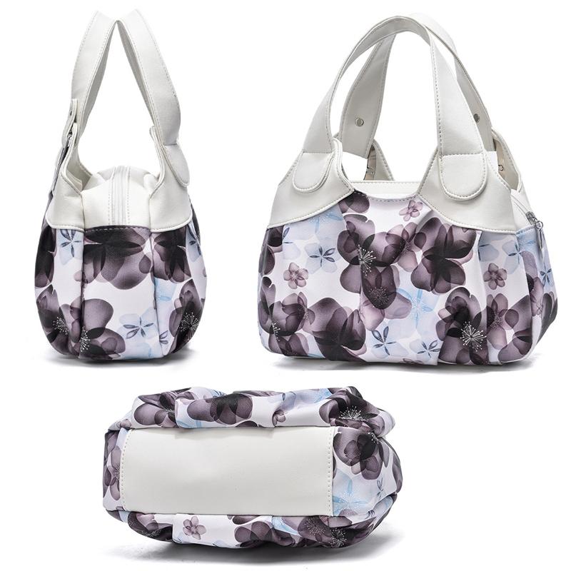 Women's Soft Leather Handbag - Ink Flower