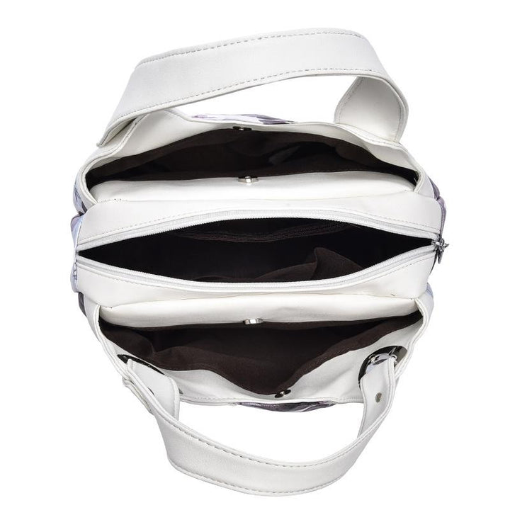 Women's Soft Leather Handbag - Black with Circles