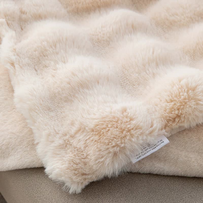 Green 100*160cm Plush Toscana Rabbit Hair Throw Blanket - Soft Flannel Fleece for All Seasons, Perfect for Couch & Bed