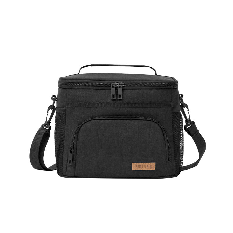 Black Insulated Lunch Bag Cooler Tote - 9L Leakproof Thermal Lunch Box with Shoulder Strap & Pockets for Work, Picnic, Travel