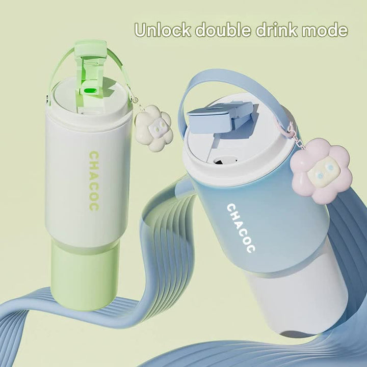 304 Stainless Steel Insulated Tumbler,Large Capacity with Handle and Cute Cloud Accessory(Pink)