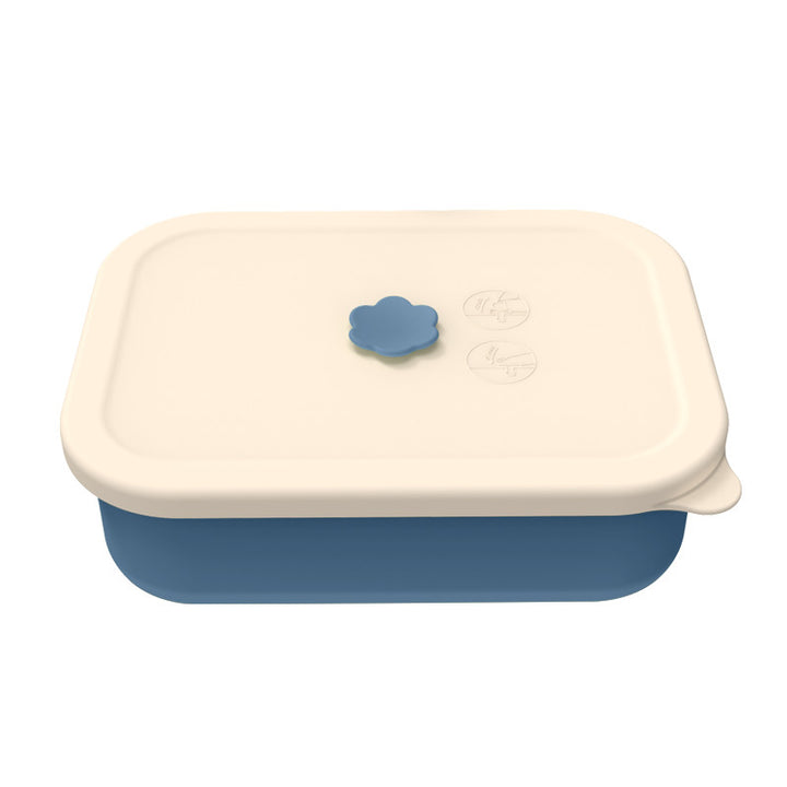 Dark blue Microwave-Safe Silicone Lunch Box with 4 Compartments - Airtight Bento Box for Work and Travel