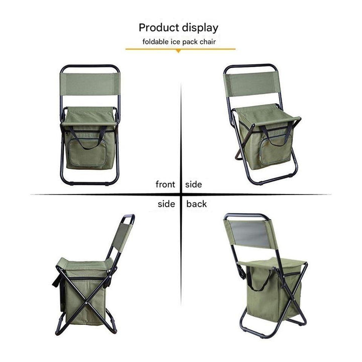 Foldable Camping Chair with Integrated 10L Insulated Cooler Bag - Blue