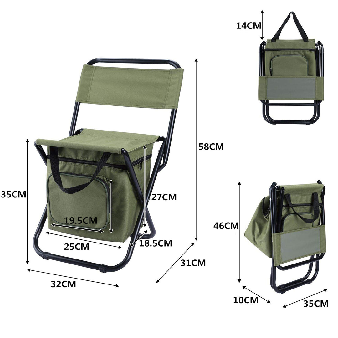 Foldable Camping Chair with Integrated 10L Insulated Cooler Bag - Camouflage color