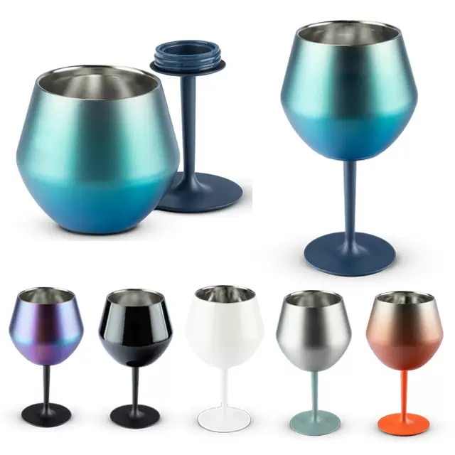 Black Detachable Stainless Steel Wine Glass 420ml