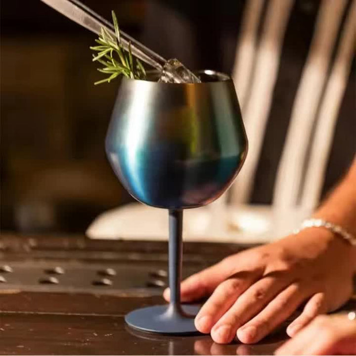 Black Detachable Stainless Steel Wine Glass 420ml