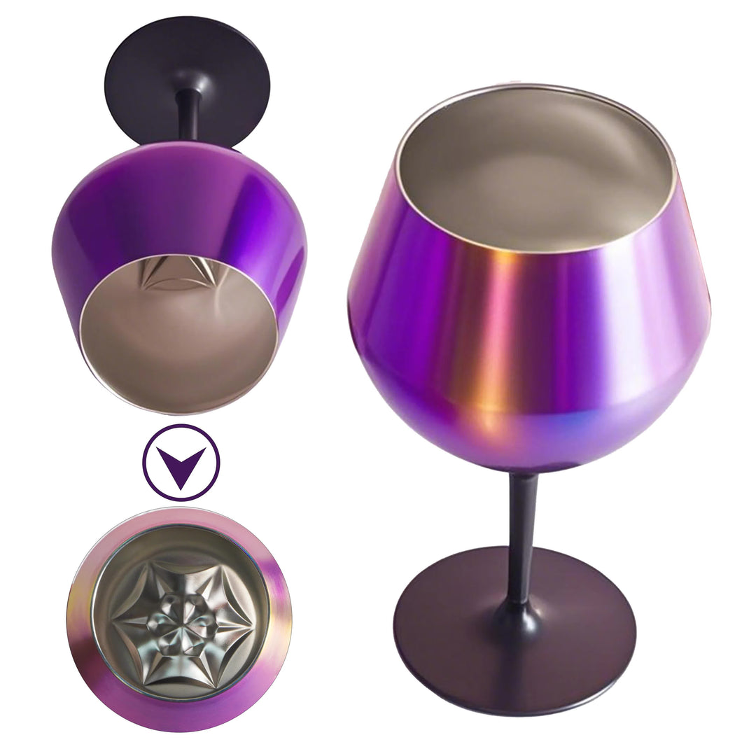 Black Detachable Stainless Steel Wine Glass 420ml