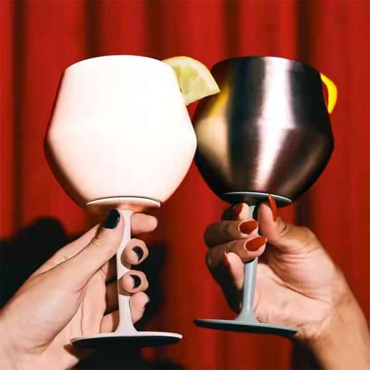 Green Detachable Stainless Steel Wine Glass 420ml