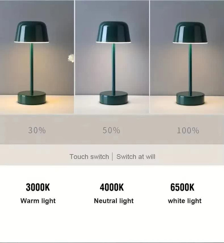 Dark Green Modern Minimalist LED Table Lamp - Rechargeable Touch Control Desk Light