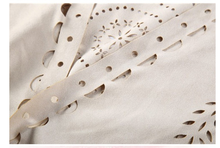 Brown Suede Wheat Tassel Triangle Scarf - Autumn Warm Shawl for Women, Hollow-Out Fringe Design