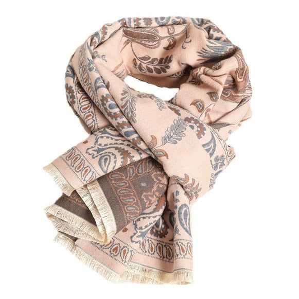 Faux Cashmere Sun Protection Shawl - Summer AC Room Dual-Use Decorative Scarf