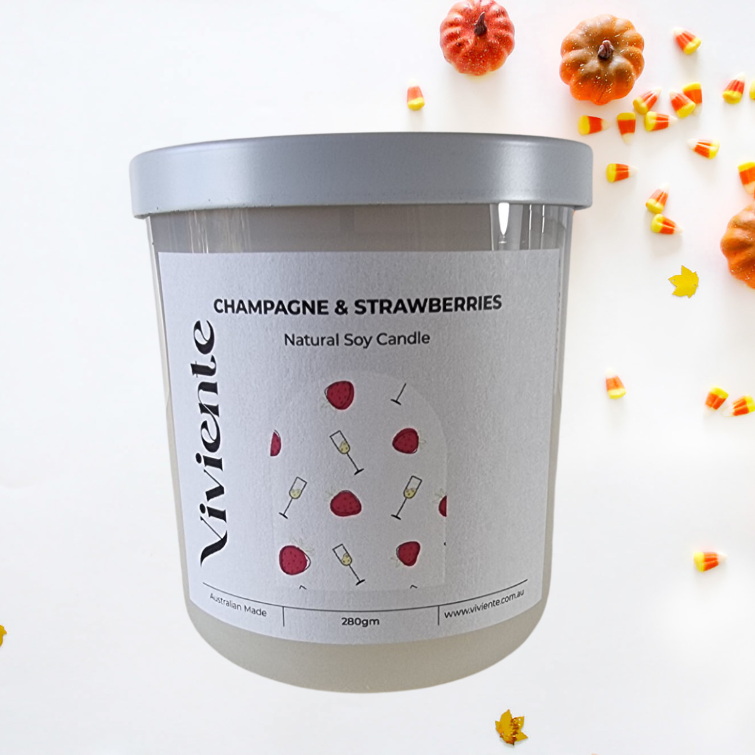 Viviente Natural Soy Candle Champagne and Strawberries | Confetti Living