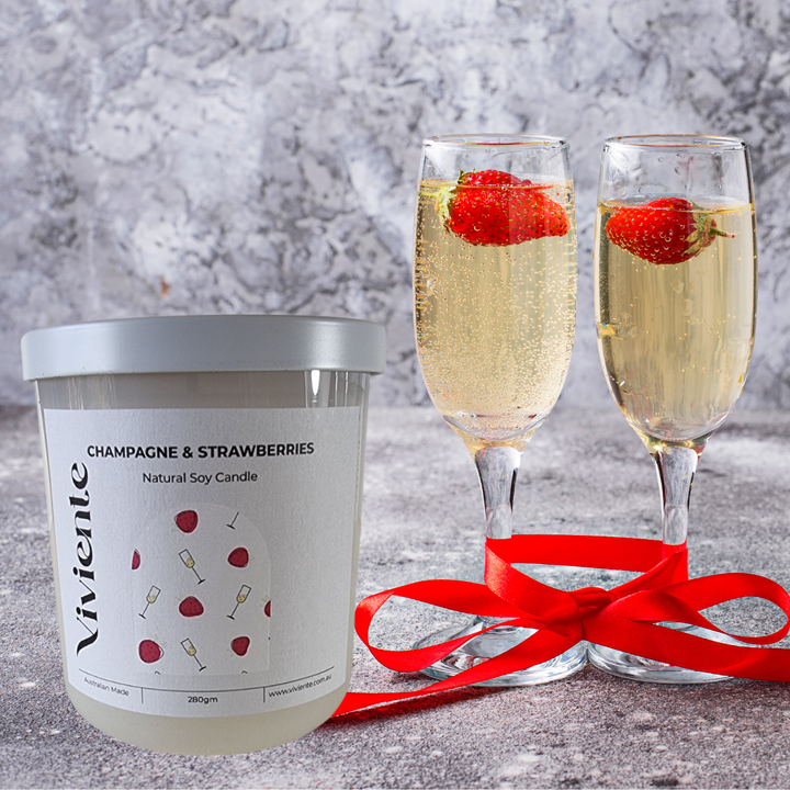 Viviente Natural Soy Candle Champagne and Strawberries | Confetti Living