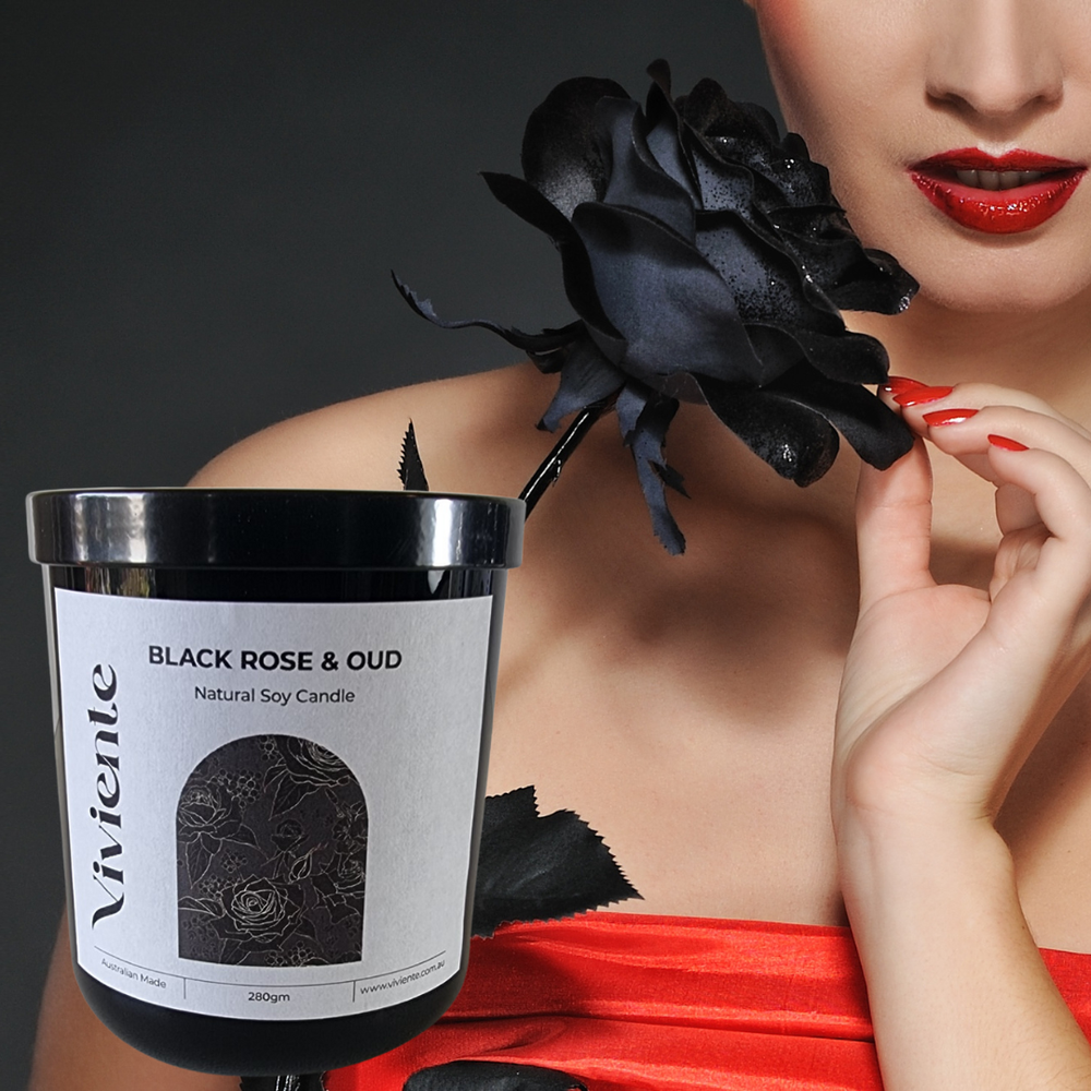 Viviente Natural Soy Candle Black Rose and Oud | Confetti Living