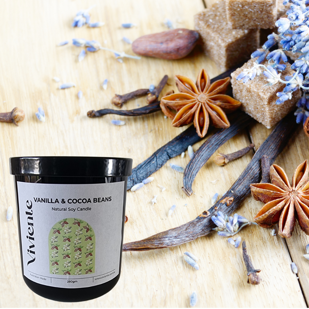 Viviente Natural Soy Candle Vanilla and Cocoa Bean | Confetti Living
