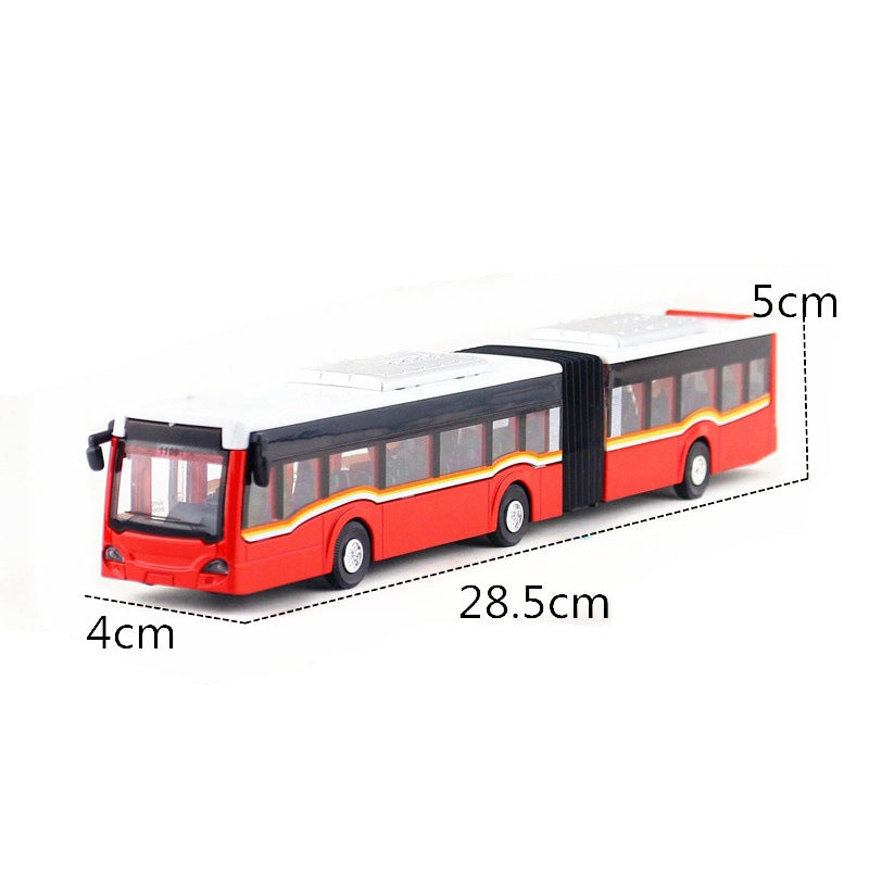 Children's Model Alloy Double-Section Bus showing dimensions | Confetti Living
