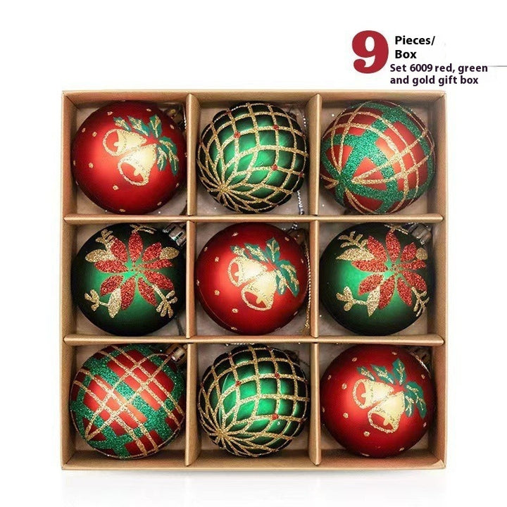 Boxed set of Christmas Hanging Baubles in Red green and gold Traditional designs
