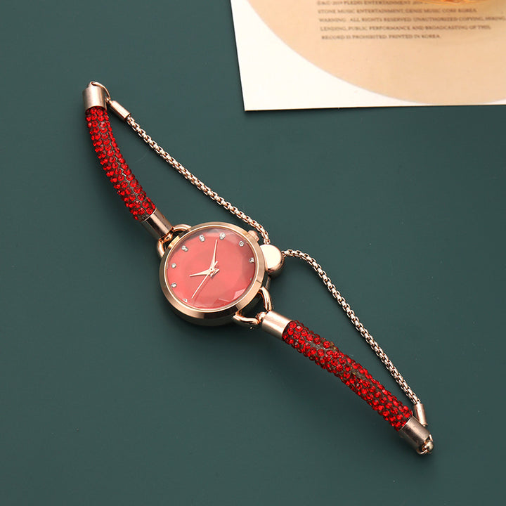Women's Quartz Fashion Watch with Niche Bracelet Band in Red | Confetti Living