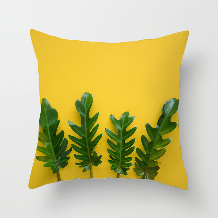 Cushion Cover Funny Fruit and Plants showing Leaves on Yellow Style P | Confetti Living