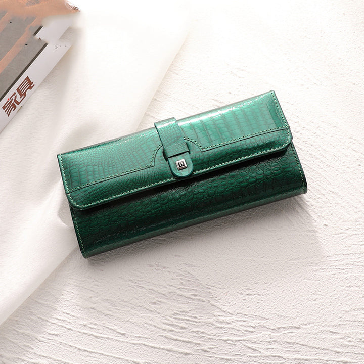 Women's Bright Leather Wallet in Green | Confetti Living