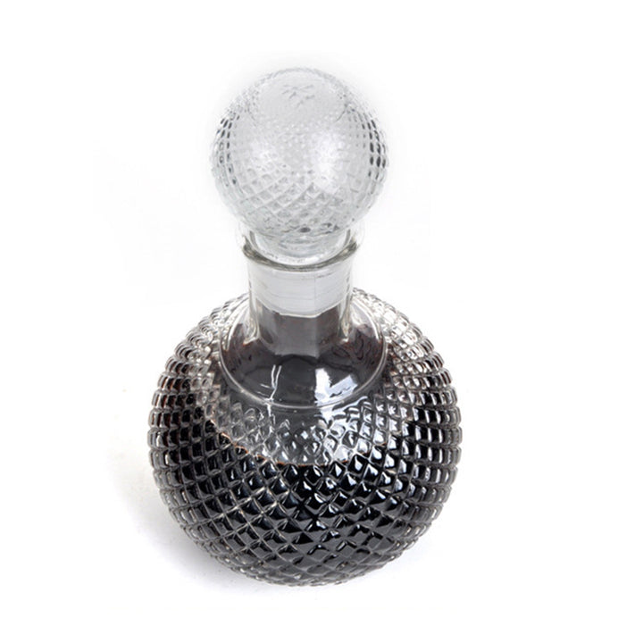Home Bar Diamond Round Wine Decanter showing above perspective | Confetti Living