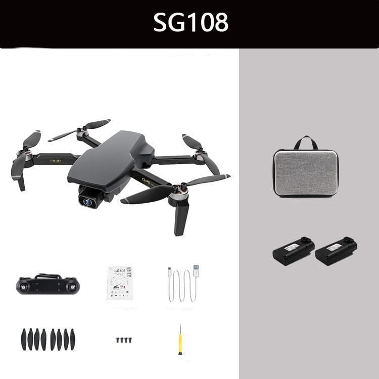 Remote Control Folding Drone with Storage Bag showing package components for double battery kit | Confetti Living