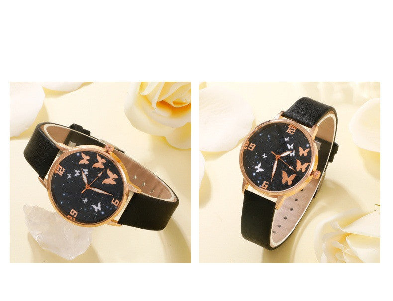 Women's Fashion Butterfly Watch Set showing watch only in Black | Confetti Living