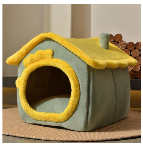 Foldable Decorative Pet House Bed showing Light Green Dinosaur design | Confetti Living