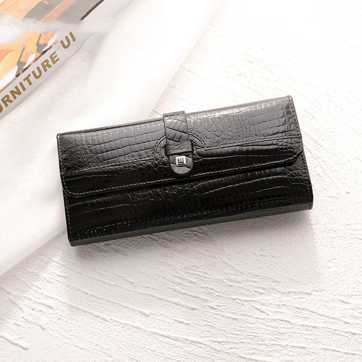 Women's Bright Leather Wallet in Black | Confetti Living