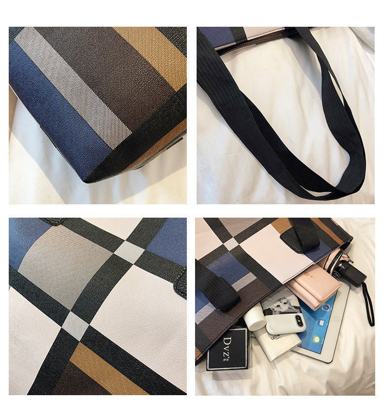 Women's Fashion Plaid Large Shoulder Bag showing product details | Confetti Living