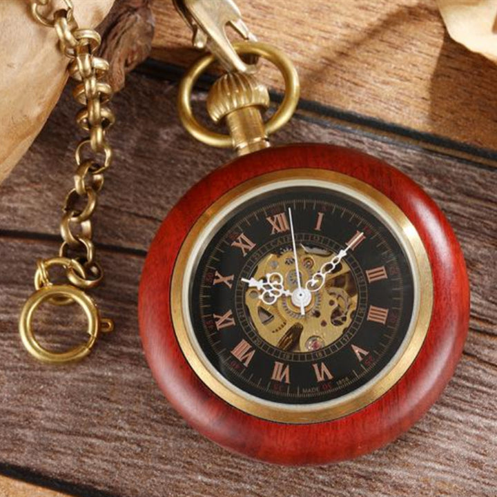 Antique Red Copper and Wood Mechanical Pocket Watch | Confetti Living