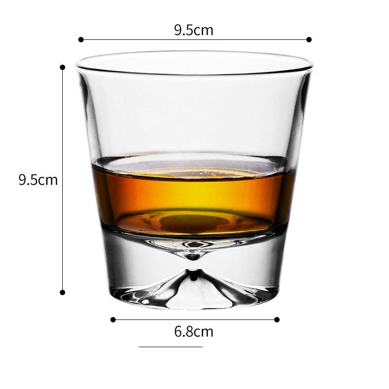 Home Bar Crystal Whiskey Glasses showing Mountain Design with dimensions | Confetti Living