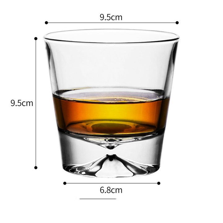 Home Bar Crystal Whiskey Glasses showing Mountain Design with dimensions | Confetti Living