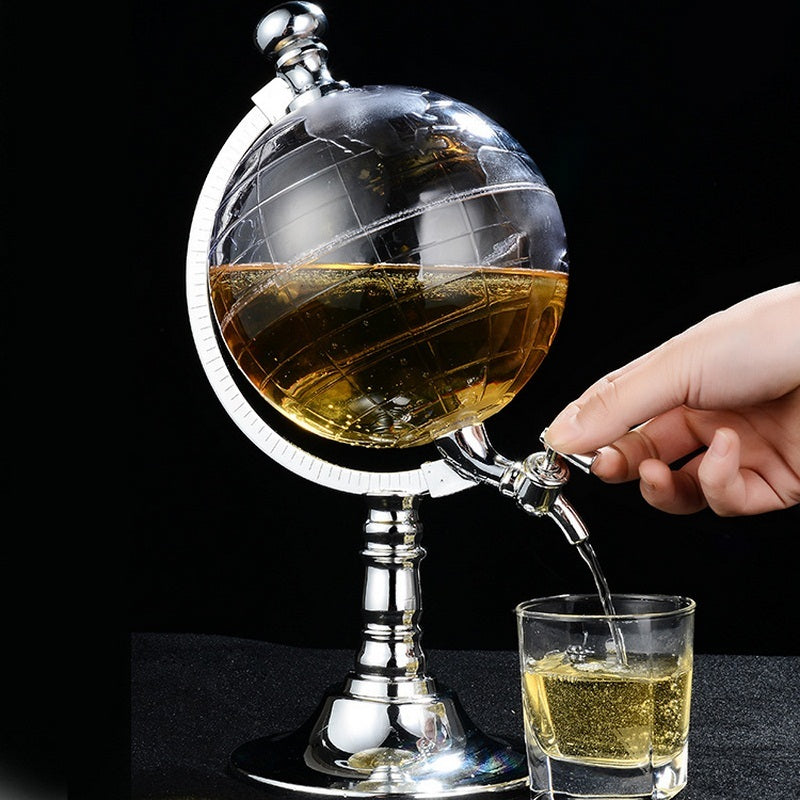 Home Bar Globe Wine Decanter with Tap showing in use | Confetti Living
