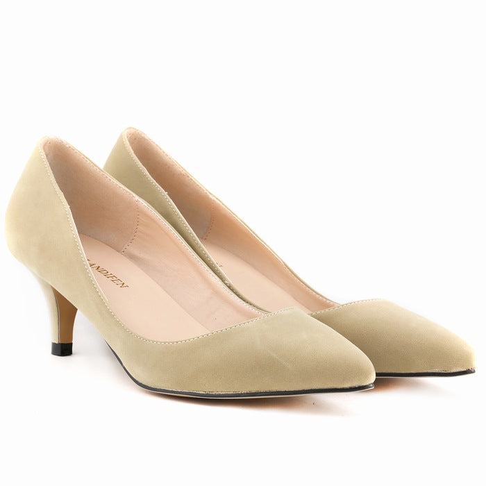 Women's Fashion Suede Stiletto Heel Shoes in Beige | Confetti Living