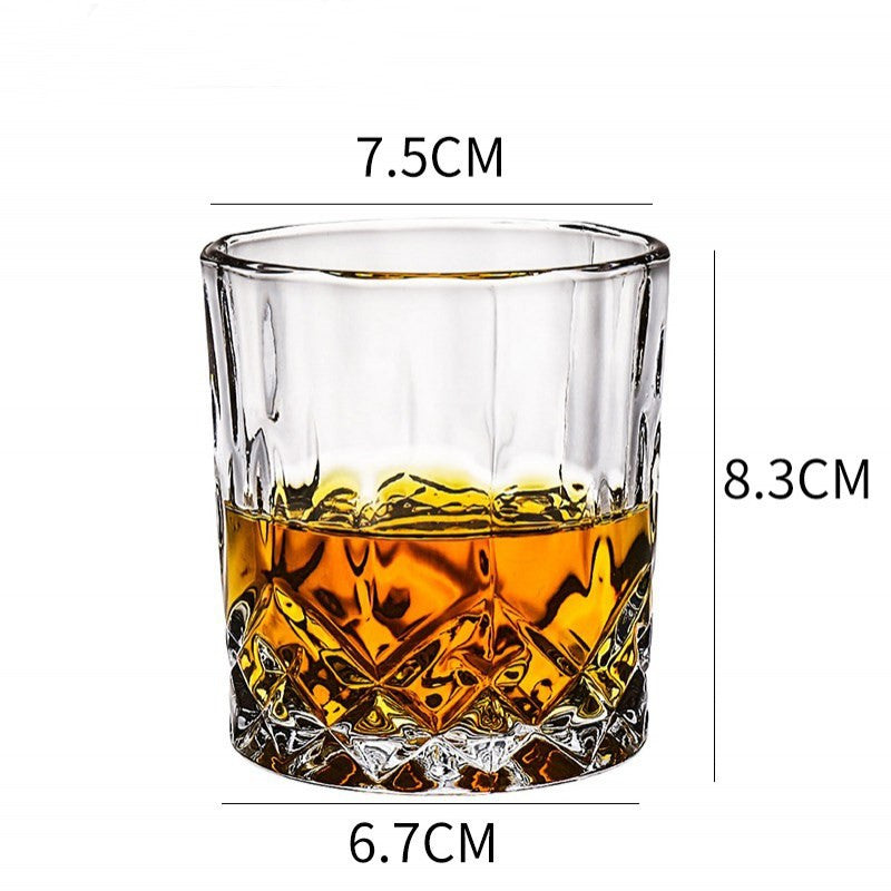 Home Bar Crystal Whiskey Glasses showing Howling Fork Design with dimensions | Confetti Living