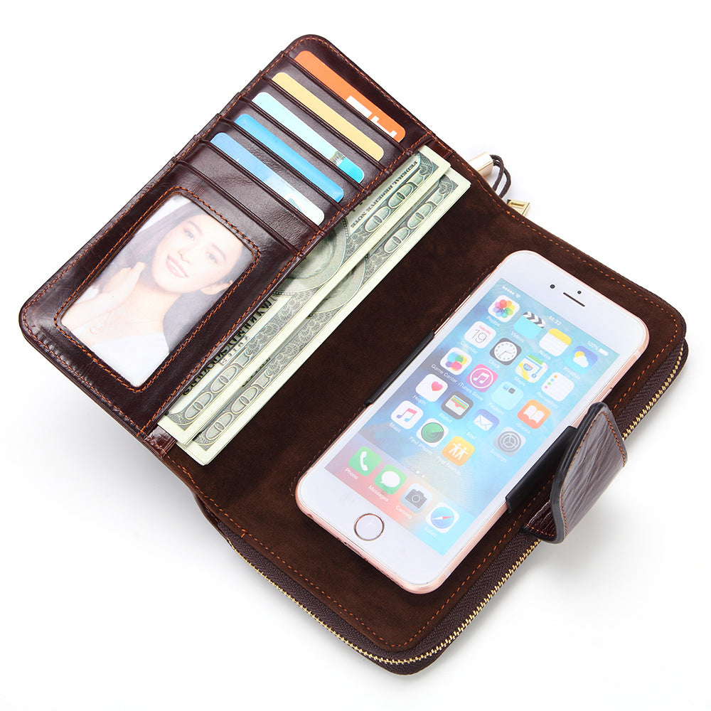 Women's Fashion Long Multi-functional Leather Wallet showing internal sections | Confetti Living