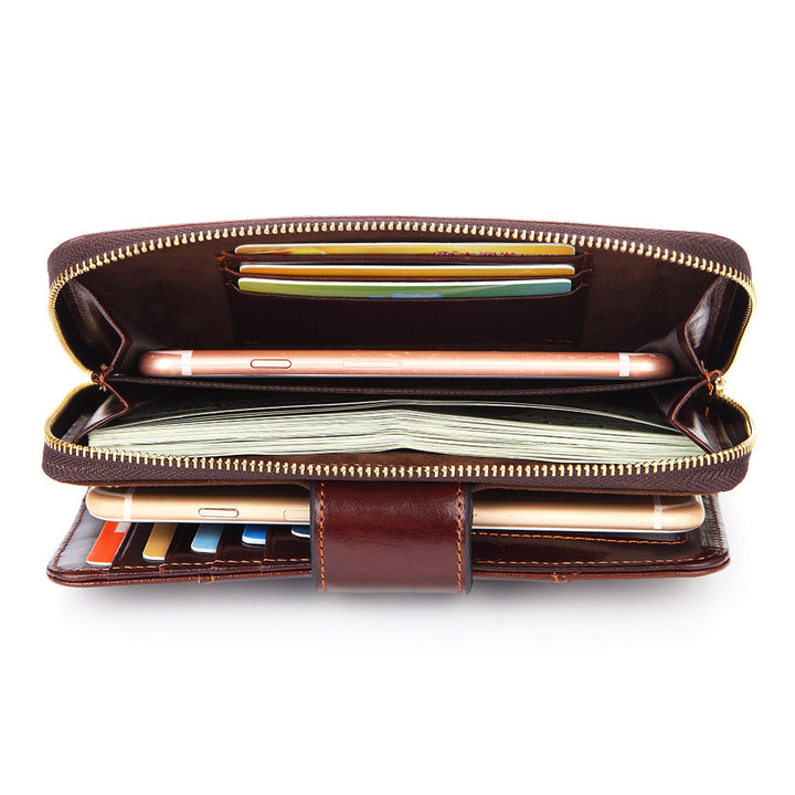 Women's Fashion Long Multi-functional Leather Wallet showing internal pockets| Confetti Living