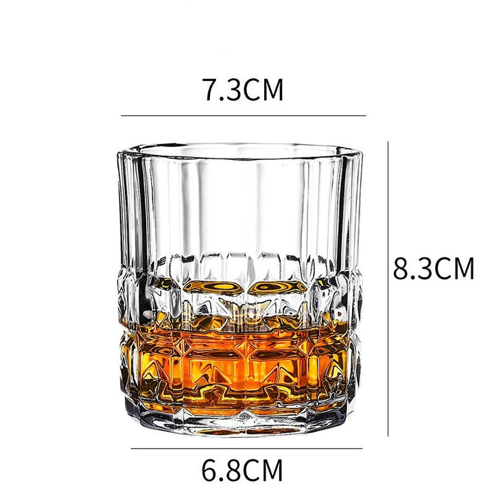 Home Bar Crystal Whiskey Glasses showing Square Diamond Design with dimensions | Confetti Living