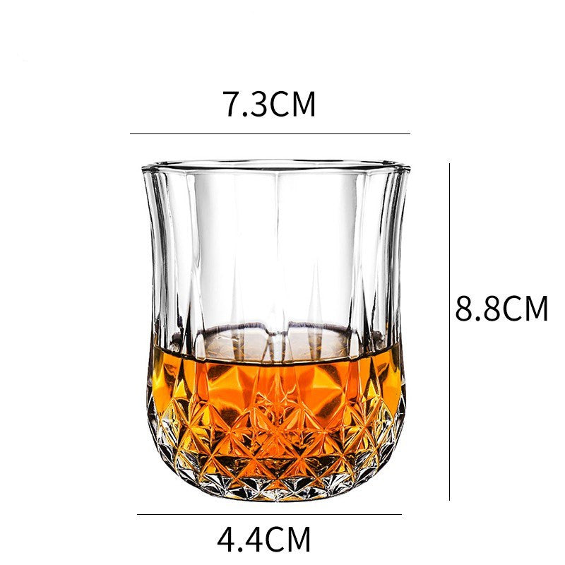 Home Bar Crystal Whiskey Glasses showing Diamond Design with dimensions | Confetti Living