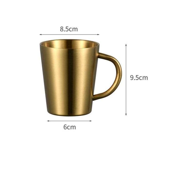 Home Bar Stainless Steel Double Insulated Beer Mug showing 350ml gold mug dimensions | Confetti Living