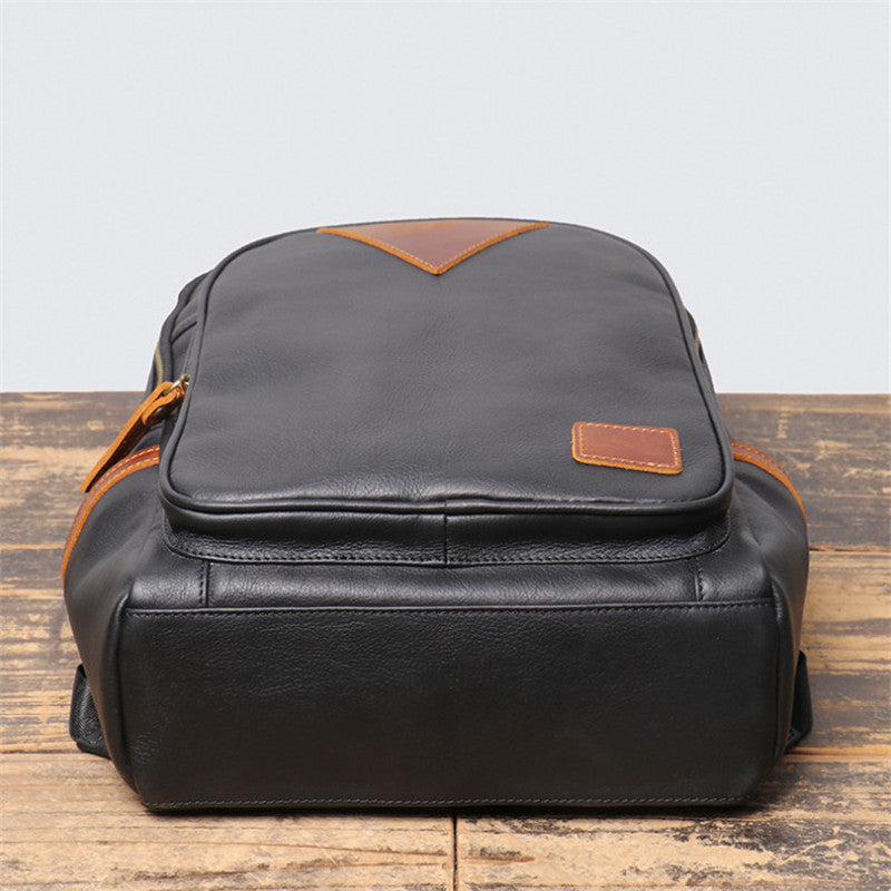 British Retro Leather Backpack showing base perspective | Confetti Living