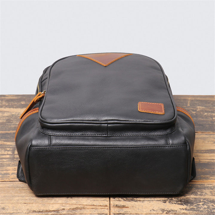 British Retro Leather Backpack showing base perspective | Confetti Living
